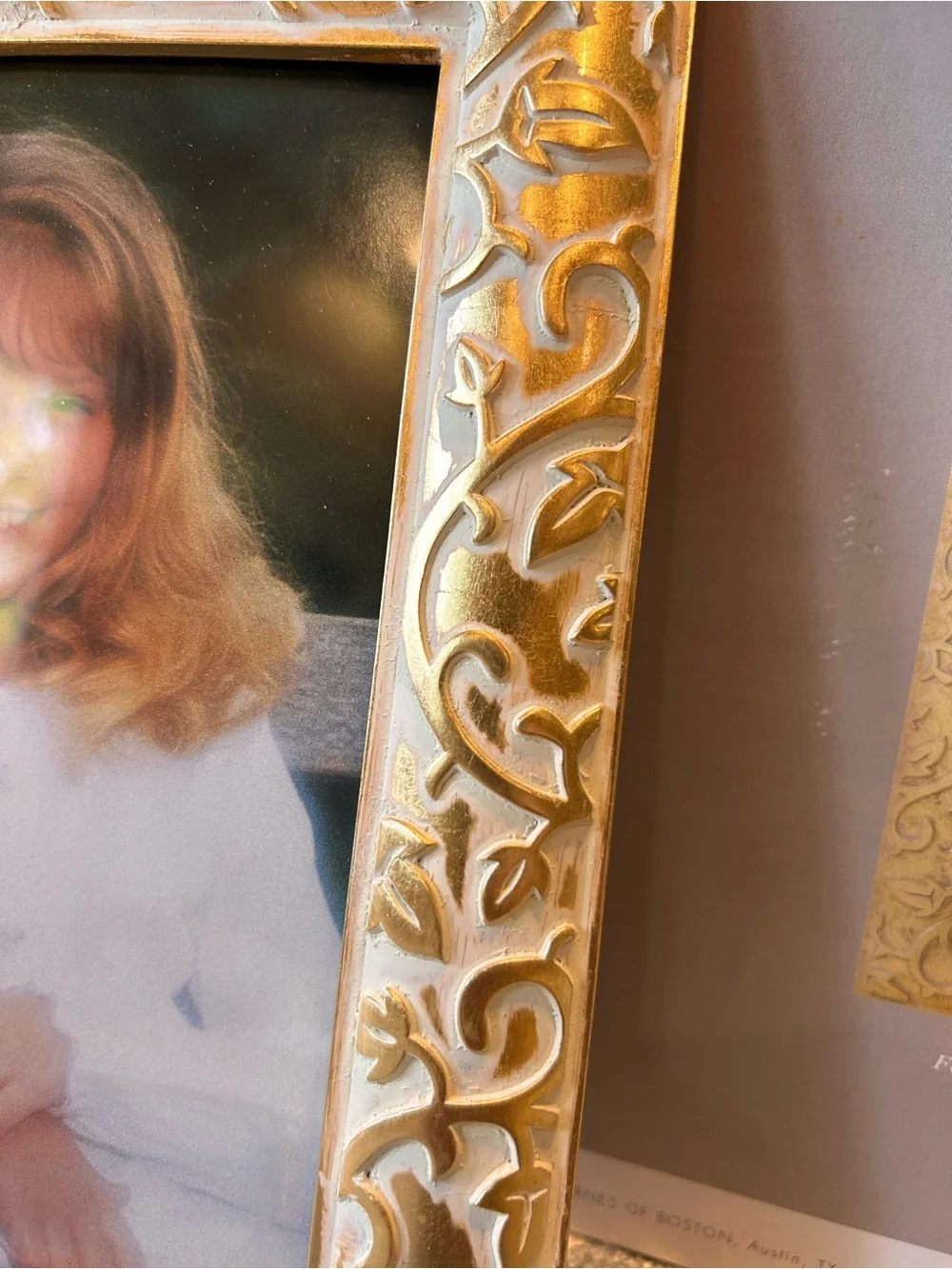 Burnes Of Boston Gold and Cream Ornate Scroll Picture Frame